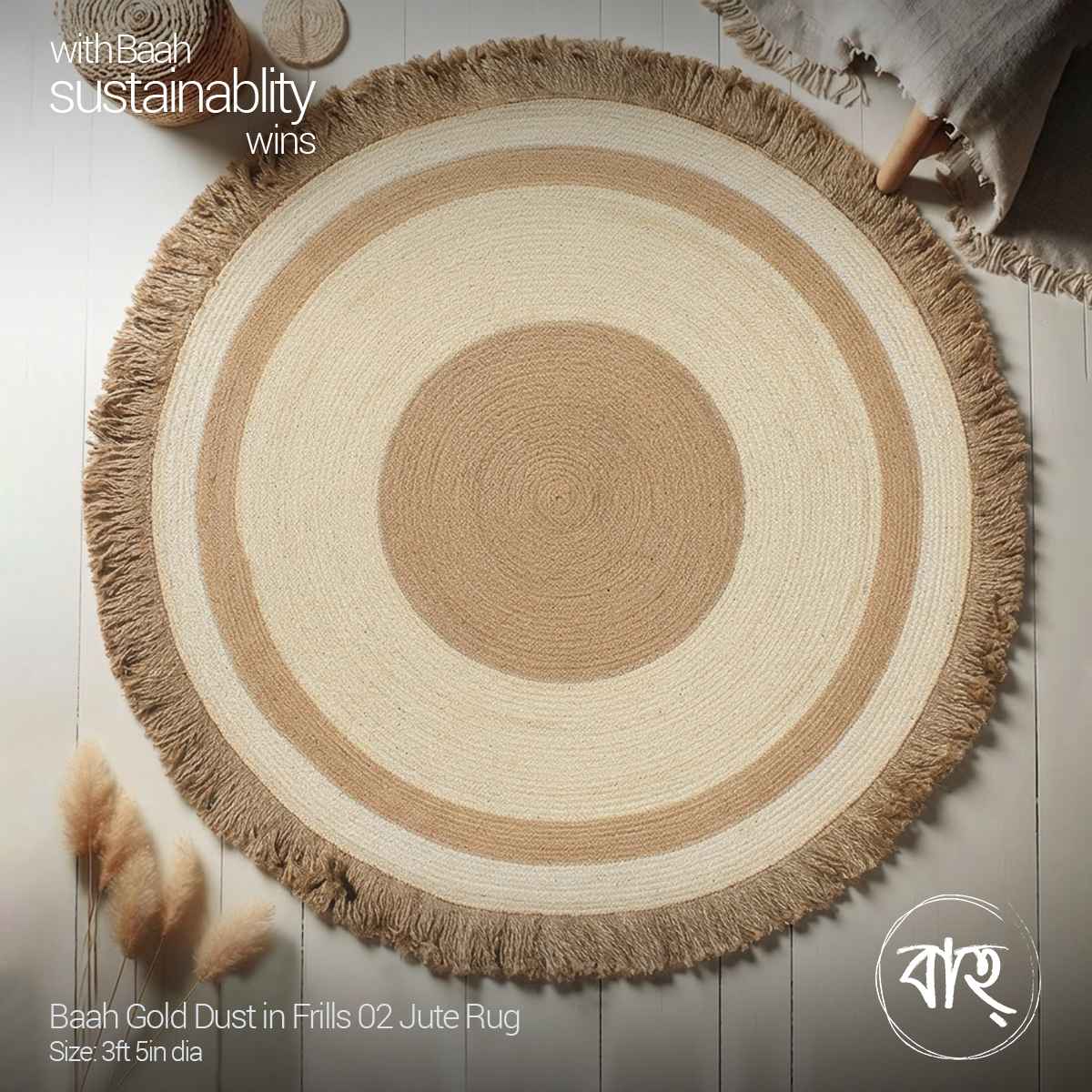 Baah Gold Dust in Frills 03 Jute Rug Large